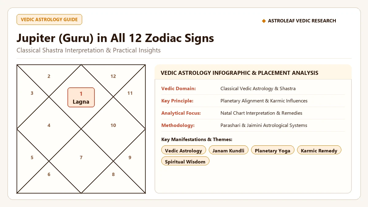 Jupiter (Guru) in All 12 Zodiac Signs: Complete Vedic Meaning & Impact